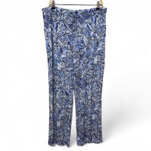 Tommy Bahama Sleepwear Womens XL Pajama Pants Blue Tropical Floral Wide Leg PJ